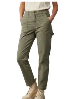 Marine Layer "Maya" Cotton Olive Green Utility Carpenter High Rise Crop Pant